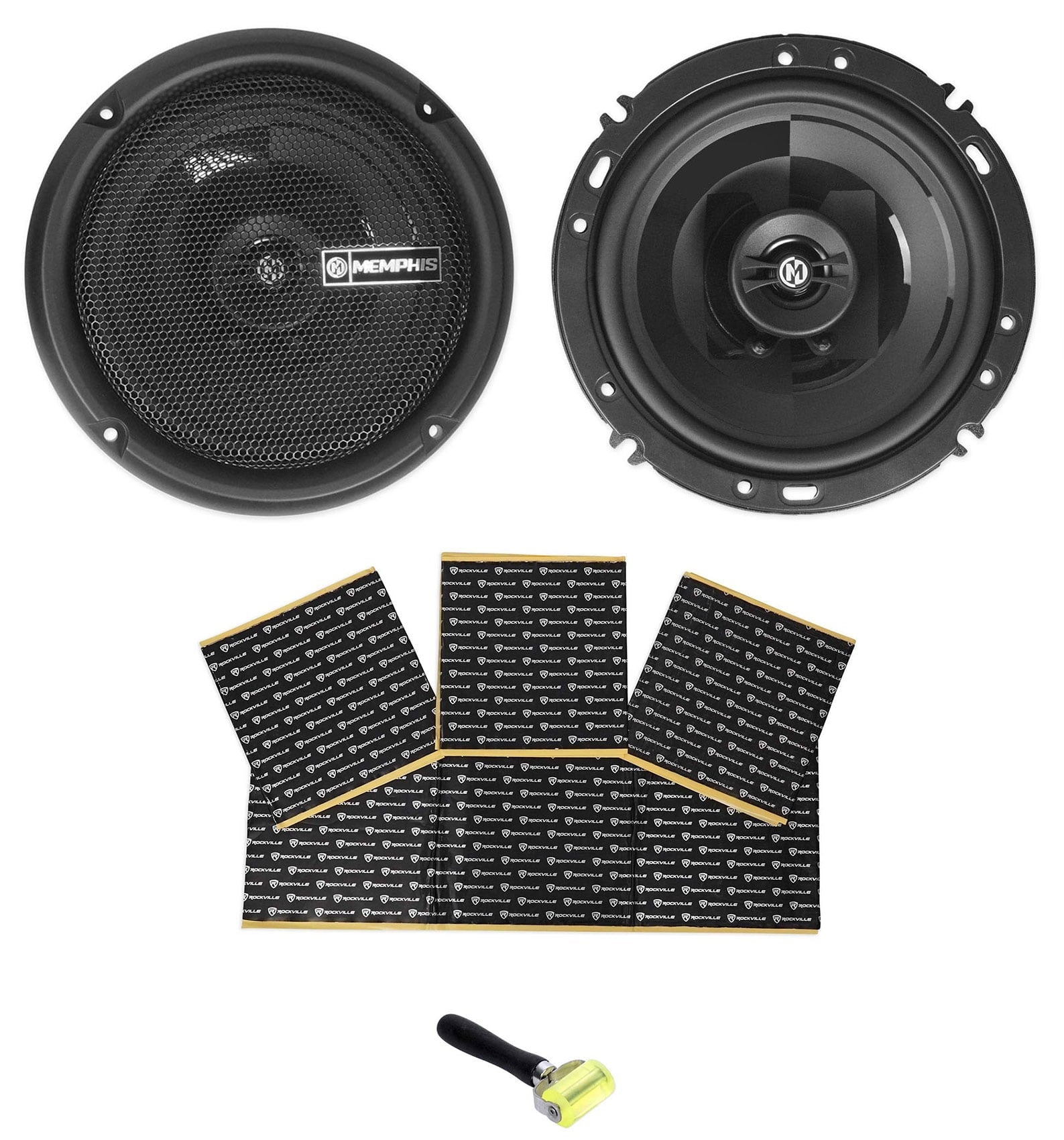 (2) Memphis Audio PRX602 6.5100 Watt Car Audio Speakers + RockMat Sound Kit