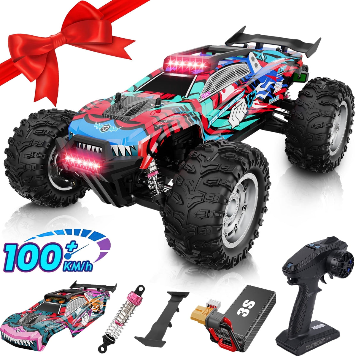 AUOSHI 2025 Fastest Brushless RC Cars for Adults with ESP, 100+KM/H(60MPH) Top Speed 4X4 Hobby Off-Road 1:12 RC Truck,Oil Filled Shocks Remote Control Truck for Boys Birthday Gifts