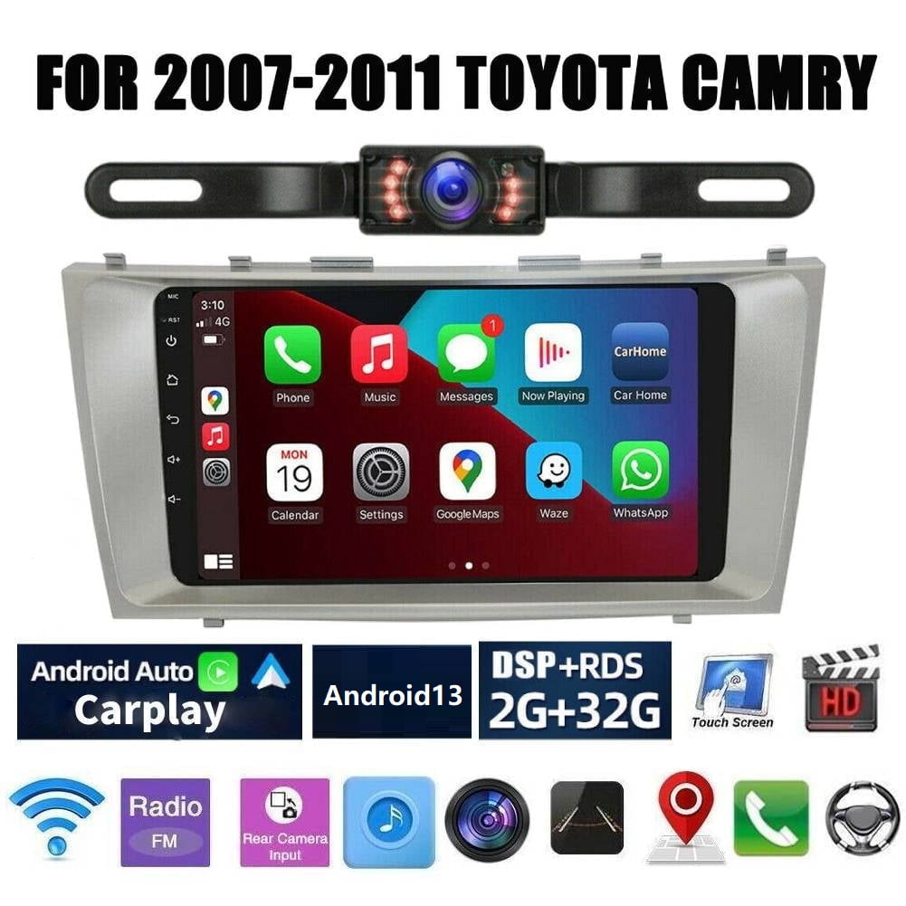iSpchen Car Radio Stereo for Toyota Camry 2007-2011, 9Touchscreen Android 13 Support Carplay Android Auto Navigation Bluetooth Radio Video Mirror Link Steering Wheel Control 2GRAM+32GROM,Black