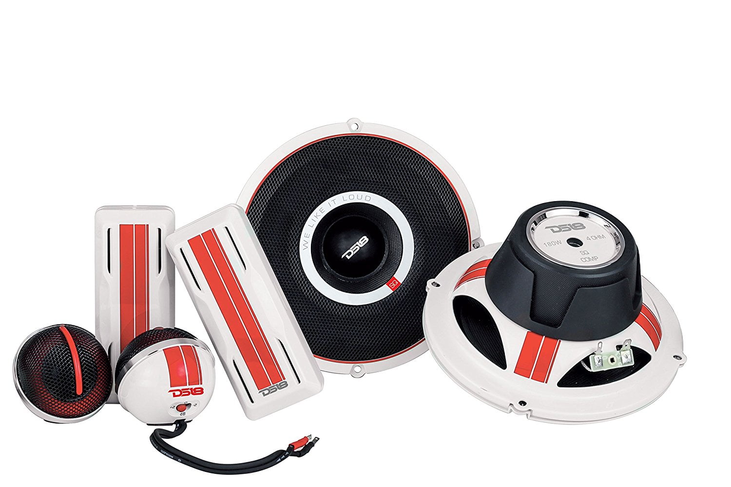 DS18 SQCOMP 300 Watts Max Power 2-Way 6.5 Inch Car Audio Component Speaker System Set