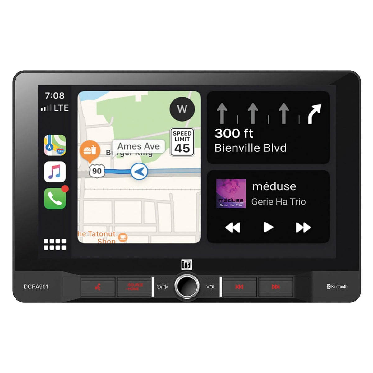 Dual DCPA901 9Single-DIN In-Dash Digital Media Receiver with Bluetooth, Android Auto and Wired Apple Carplay