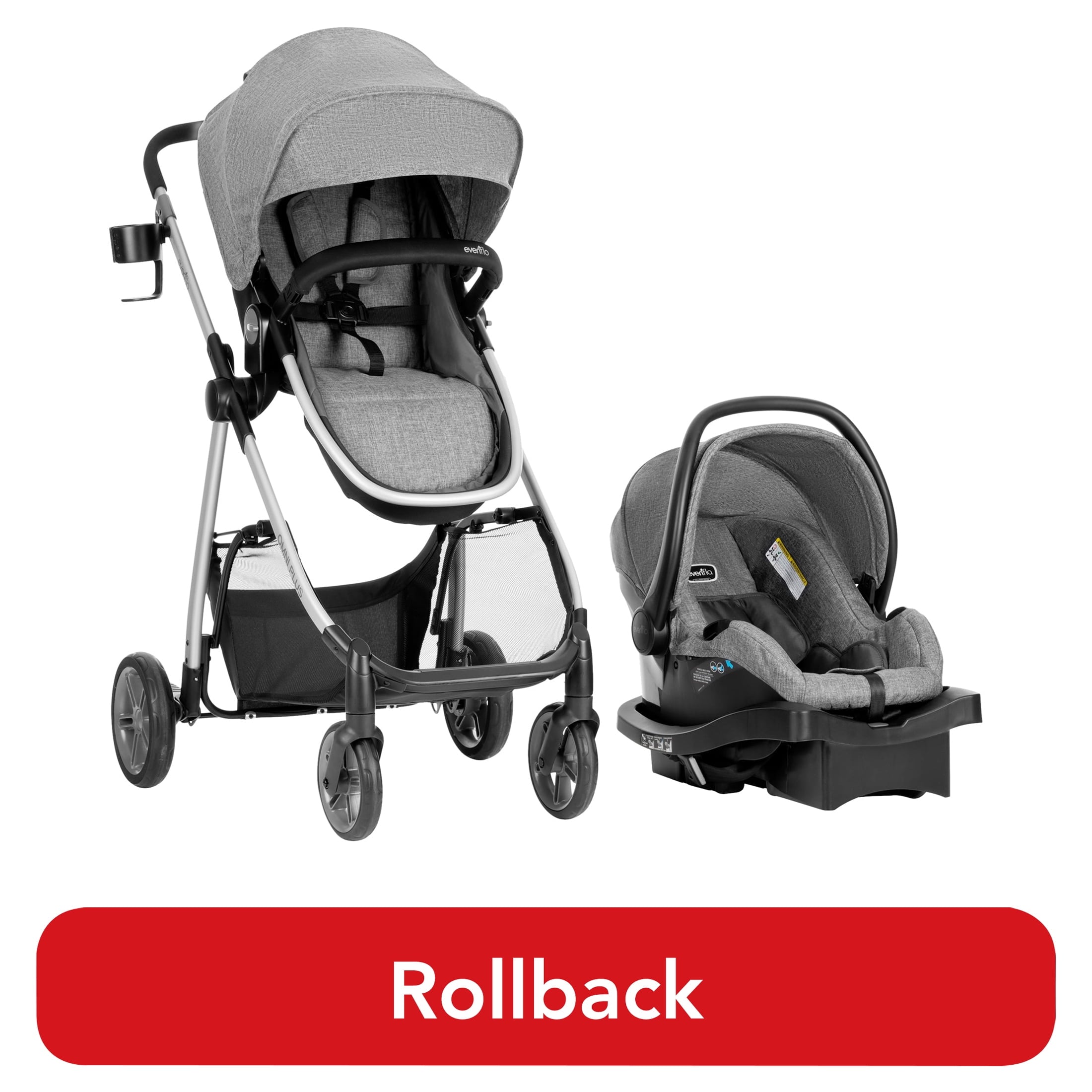 Evenflo Omni Plus Modular Travel System with LiteMax Sport Infant Car Seat, Mylar Gray, Unisex