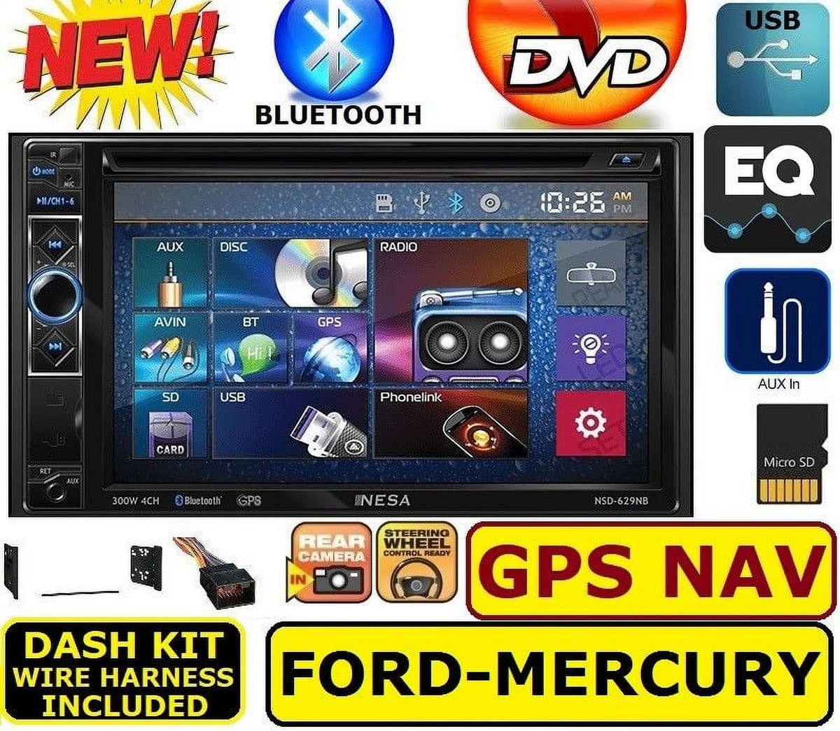 FORD MERCURY GPS NAVIGATION SYSTEM Bluetooth CD DVD USB AUX BT CAR Radio Stereo
