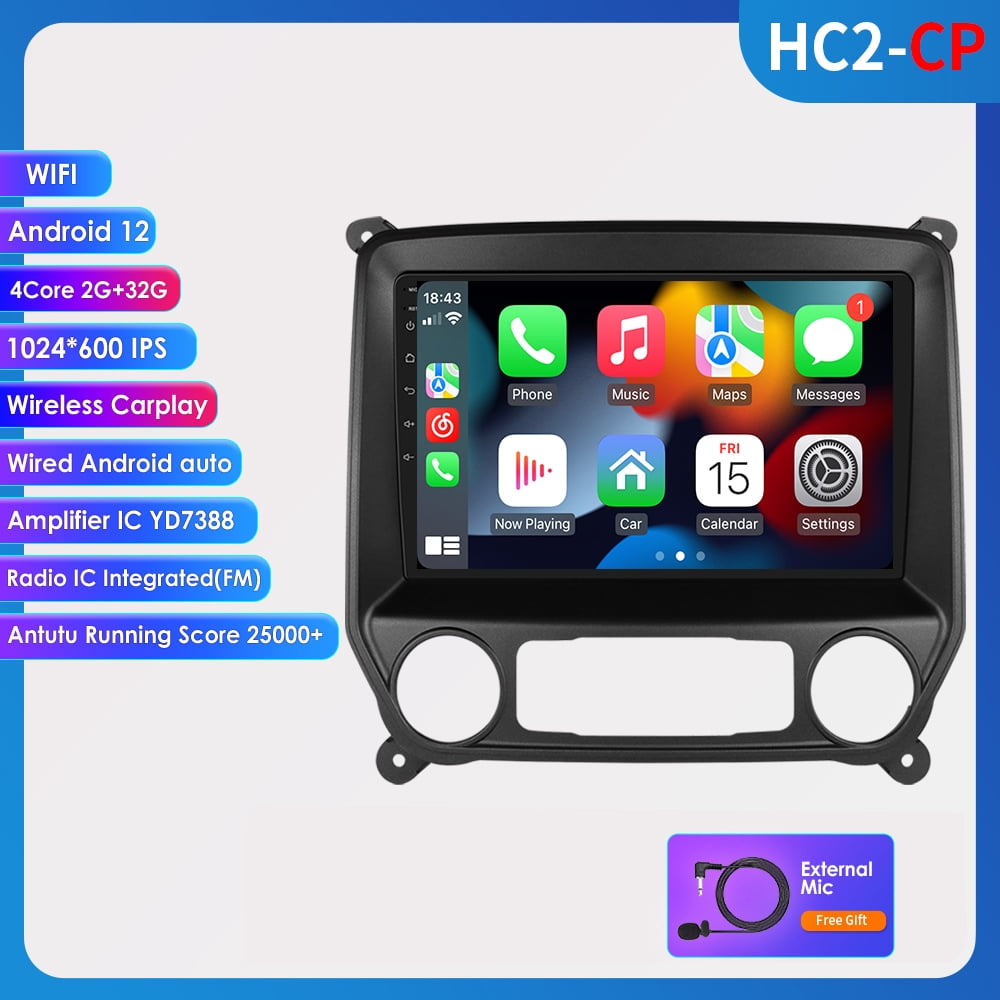 For Chevrolet Silverado GMC Sierra 2014 2015 2016 2017 2018 Bluetooth Android 12 Carplay 2+32GB Wifi Car Stereo Radio GPS Navigation