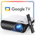 HAPPRUN 4K Projector, Google TV Projector with WiFi and Bluetooth, Netflix Officially Licensed, Dolby Audio, Native 1080P Support 4K, 350 ANSI Lumen Brightness, Portable for Outdoor Movies