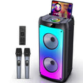 JYX Party Speaker, Portable Bluetooth Speaker with 2 Microphone & DJ Light, Wireless Speaker for Outdoor
