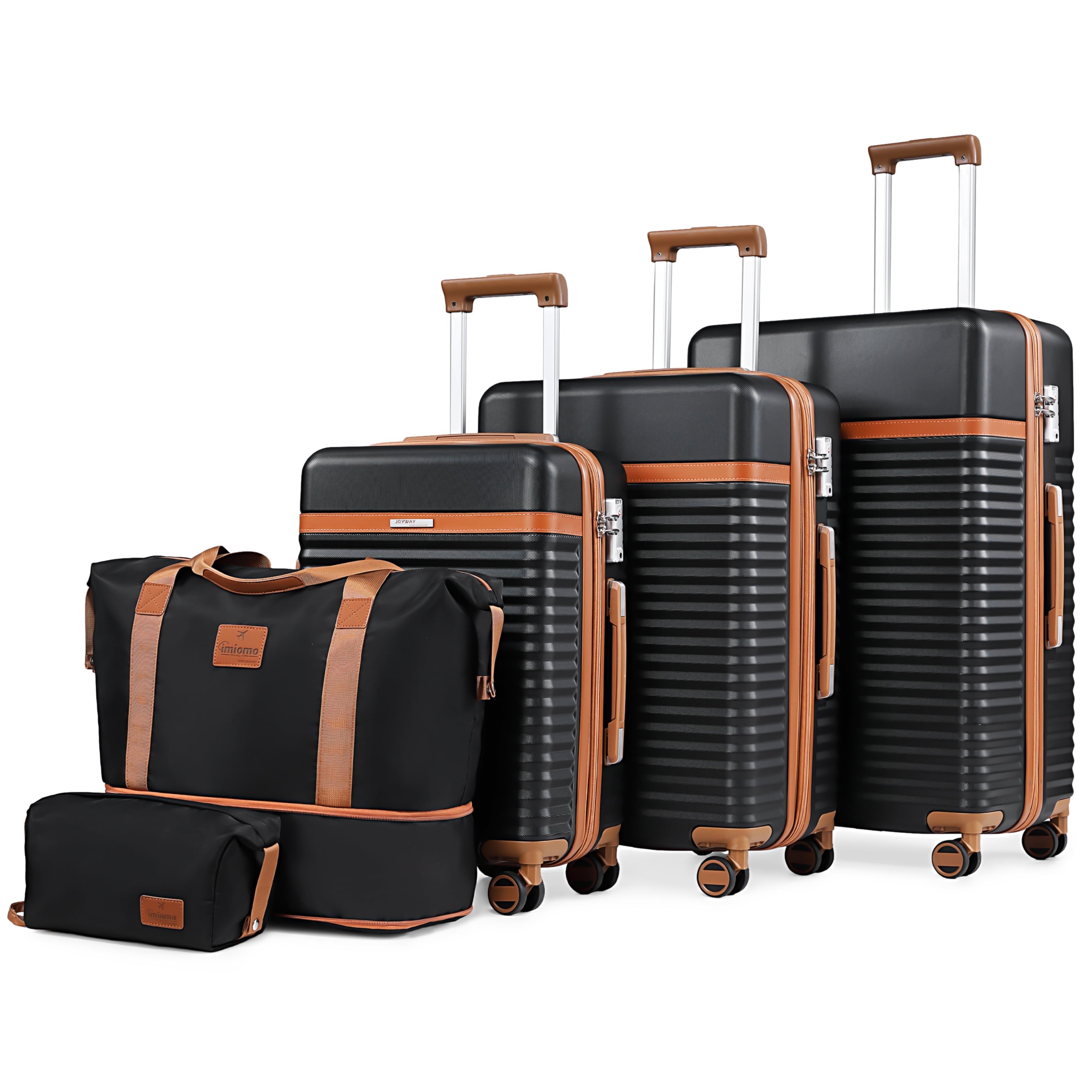 Joyway - 5 Luggage Sets ABS Hardside Spinner Luggage -(Expandable Suitcase2024)28-in Checked Luggage-Black