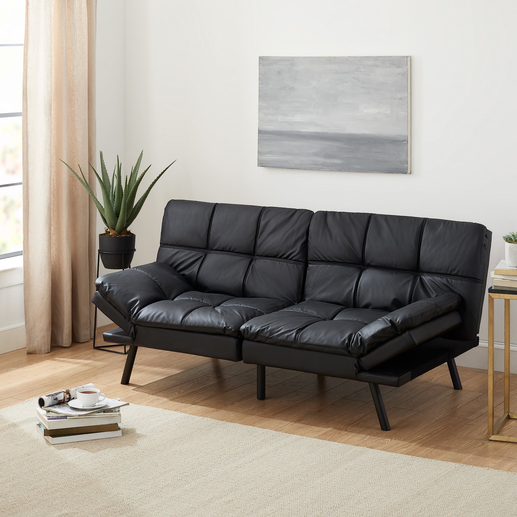 Mainstays Memory Foam Futon with 72Black Faux Leather