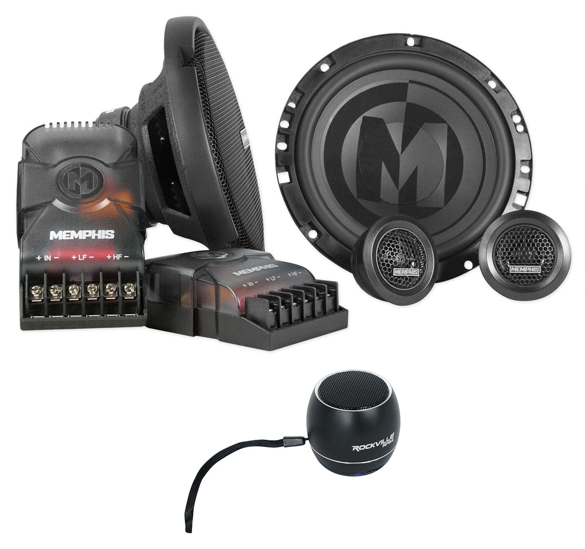 Memphis Audio PRX60C 6.5100w Component Car Speakers+Home Bluetooth Speaker