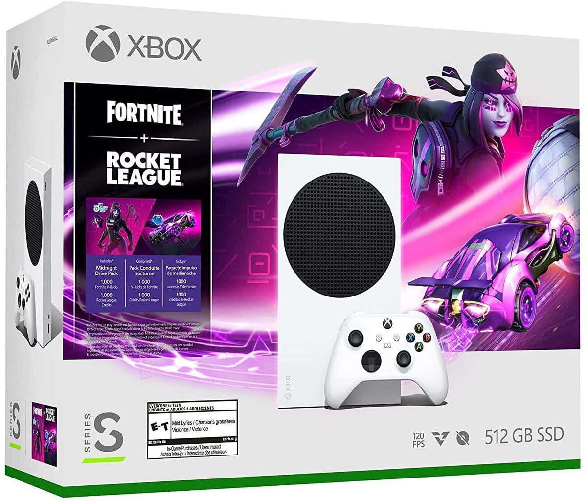 Microsoft Xbox Series S Fortnite & Rocket League Bundle Disc-free Gaming, White