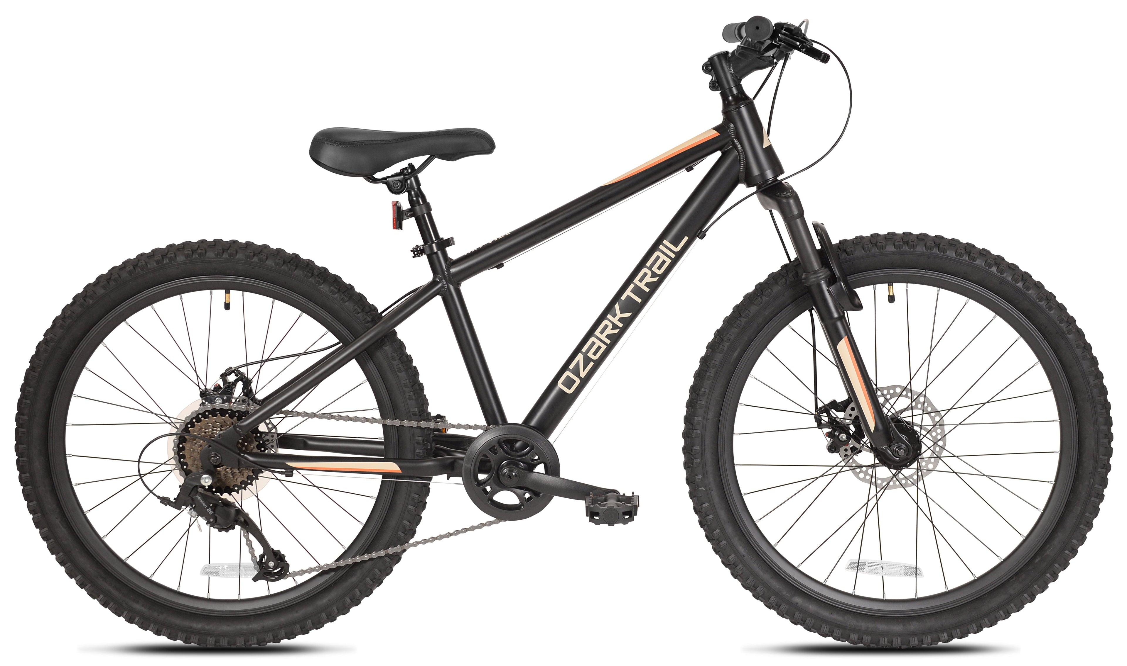 Ozark Trail Glide Mountain Bike, 24Wheels, 8 Speed, Black, Fits Riders 4'6- 5'6, Teen