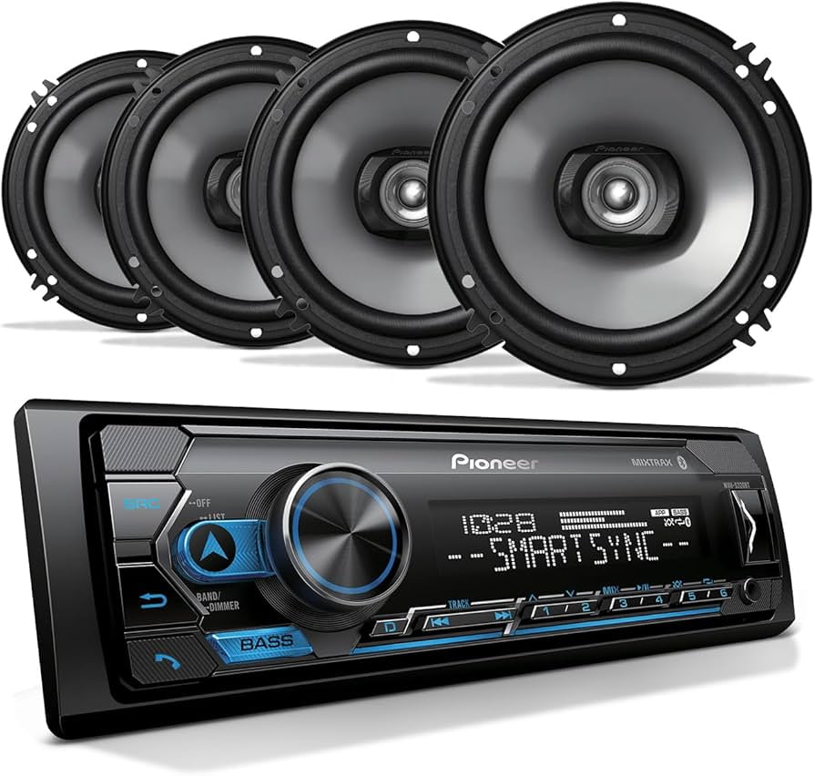 Pioneer DEH-S4220BT 1-DIN Bluetooth Car Stereo CD Player & 2 Pioneer 6.5Speakers