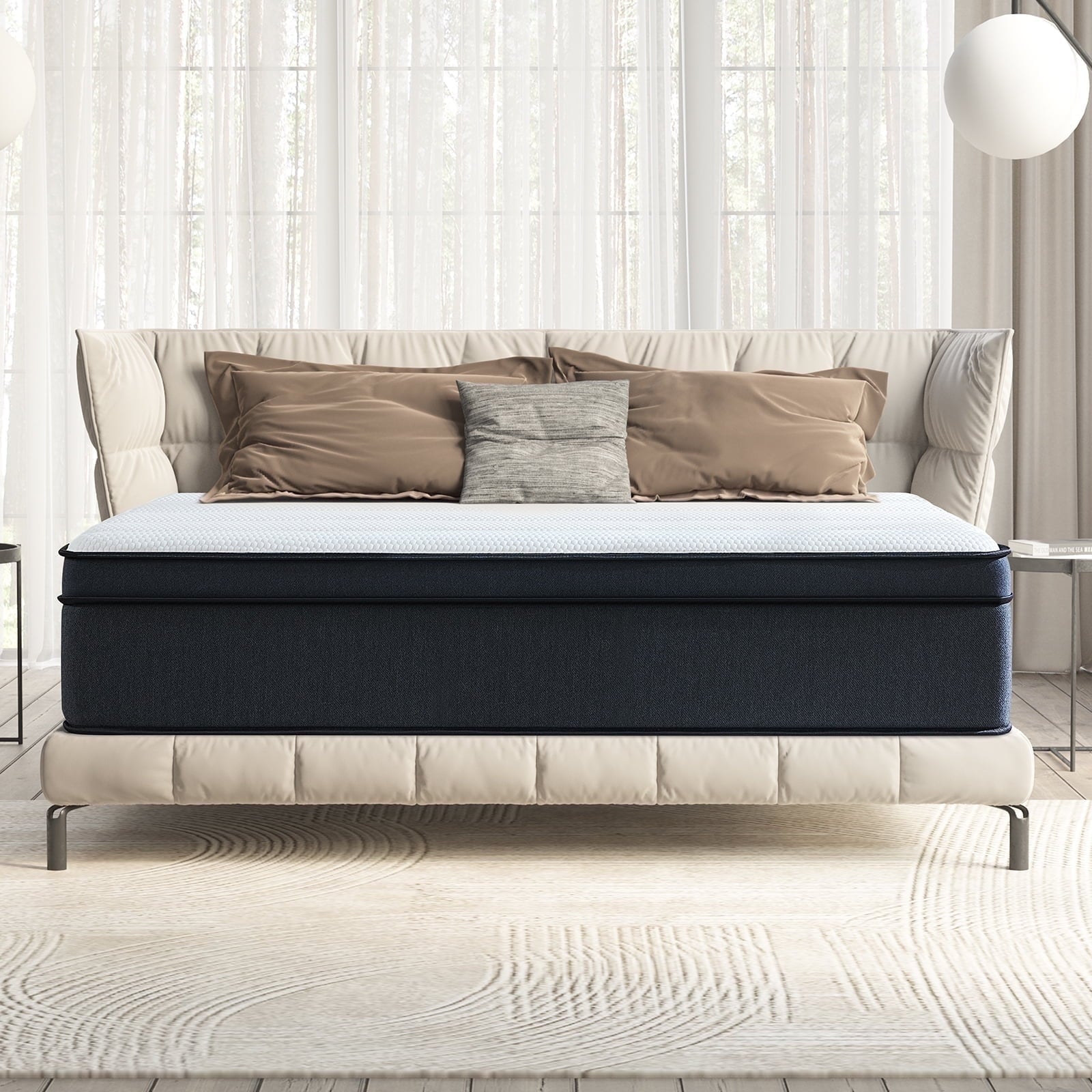 Queen Mattress, 12 inch Medium Hybrid Innerspring Mattress in a Box, Queen Size Mattress
