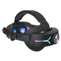 RGB Head Strap with Battery for Meta/Oculus Quest 3/Quest 3S, 8000mAh Battery Pack for Extended 8H of Playtime, Fast Charging VR Power, Adjustable Elite Strap Enhanced Support and Balance in VR-Black