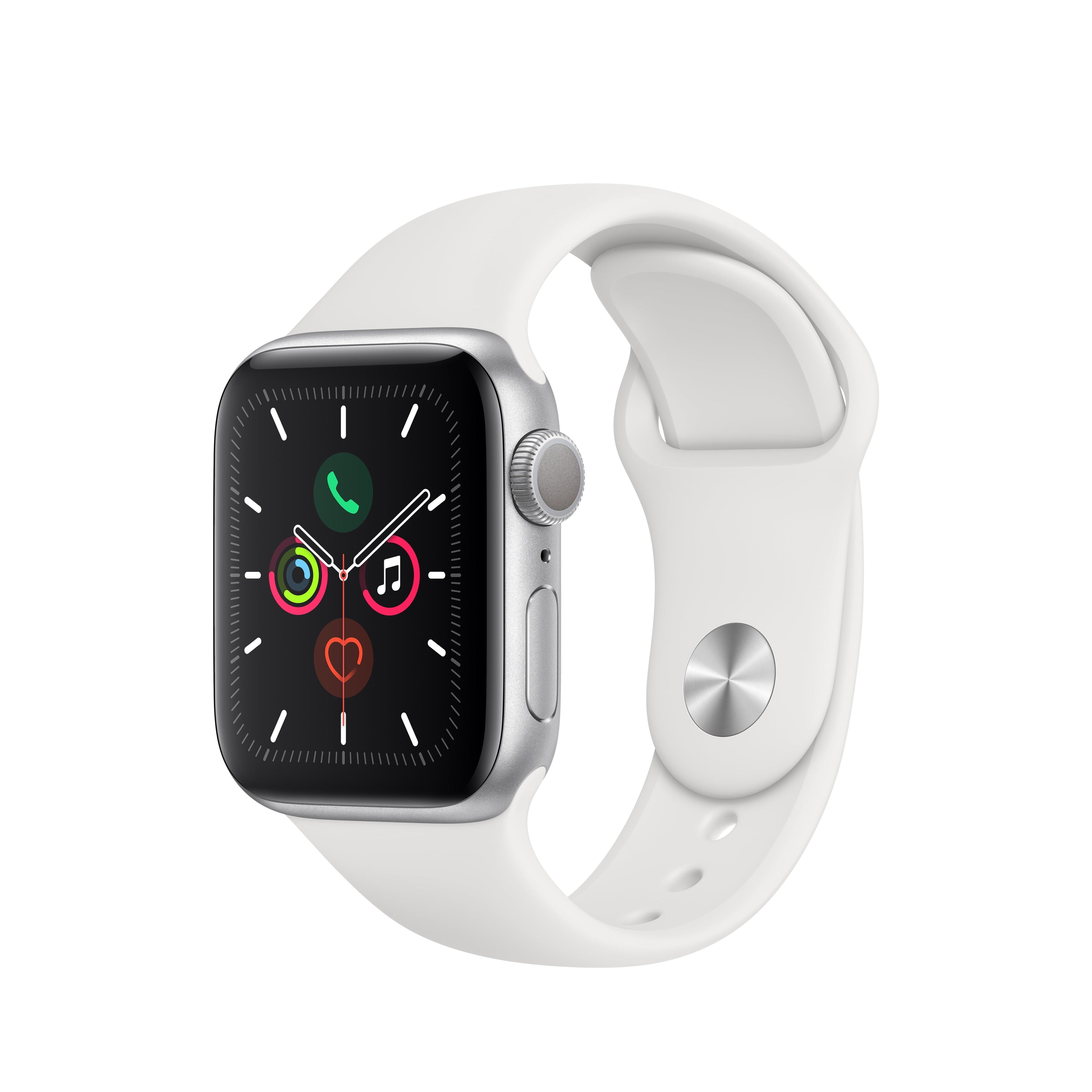 Renewed Apple Watch Series 5 (GPS, 40mm) - Silver Aluminum Case - White Sport Band (Refurbished)