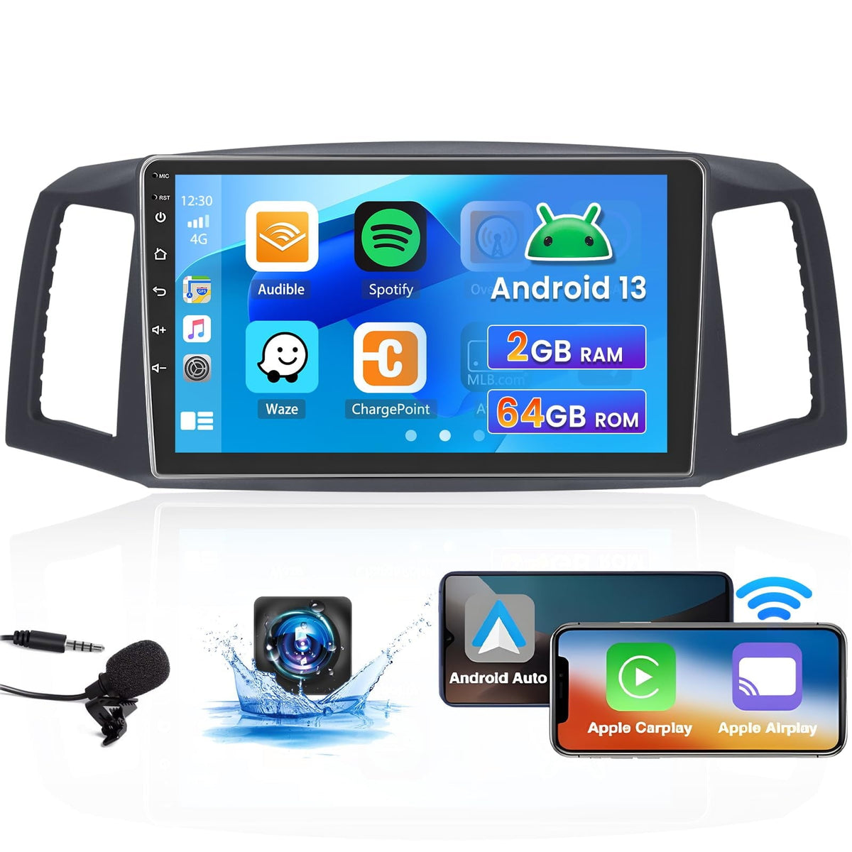 Roinvou [2G+64G] Car Radio for Jeep Grand Cherokee 2004-2007 (LHD) with Wireless Carplay/Android Auto, 10.1 Inch Android 13 IPS Touch Screen Car Stereo, Bluetooth, GPS Navi, WiFi, SWC, 28UI, DSP C49