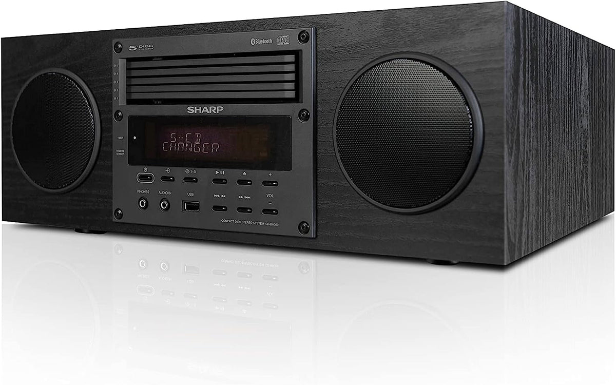 Sharp Compact Micro Audio Component System with 5 CD Changer, Bluetooth, FM Radio & USB Playback