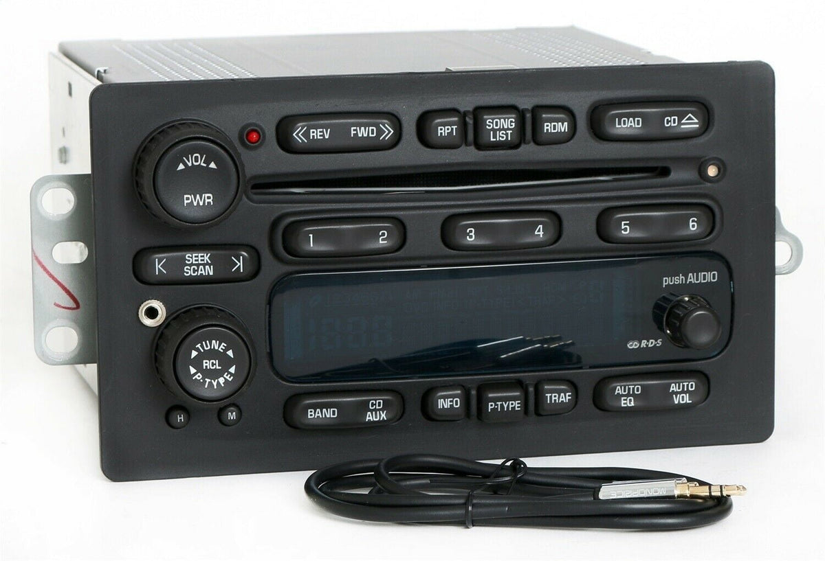 Repaired UNLOCKED 03-05 Chevy GMC Truck AMFM 6 Disc CD Radio w Aux Input & Cable 10357886 (Refurbished)
